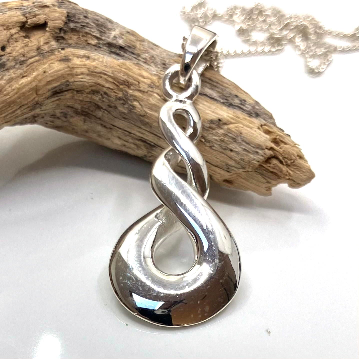 Sterling Silver Pendant infinity x 3 on Silver Chain