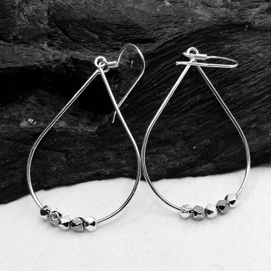 Sterling Silver Tear Drop Shaped Earring with Beads
