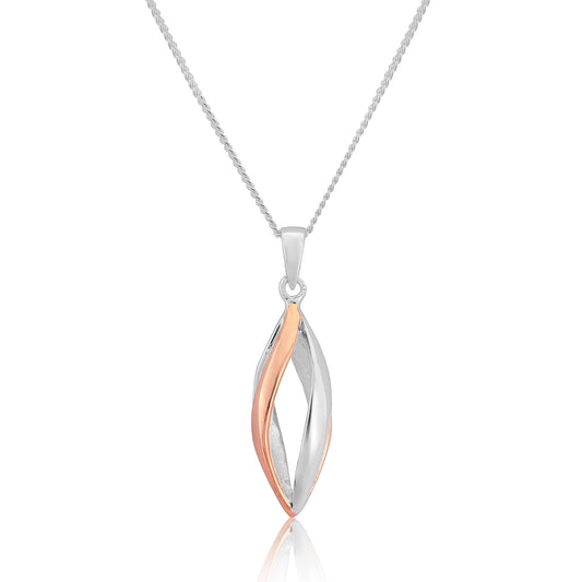 Rose Gold Plated Sterling Silver Pendant and Silver Chain