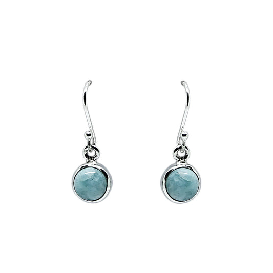 Larimar and Sterling Silver small Round Earrings