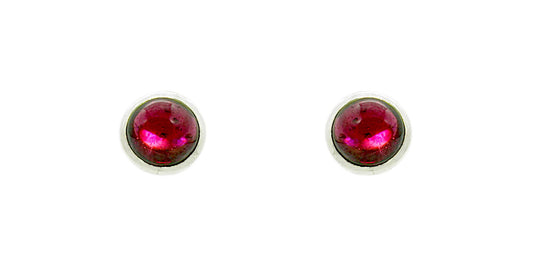 Garnet Sterling Silver Small Round Studs