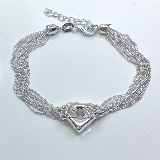 Sterling Silver Bracelet Heart and Chain