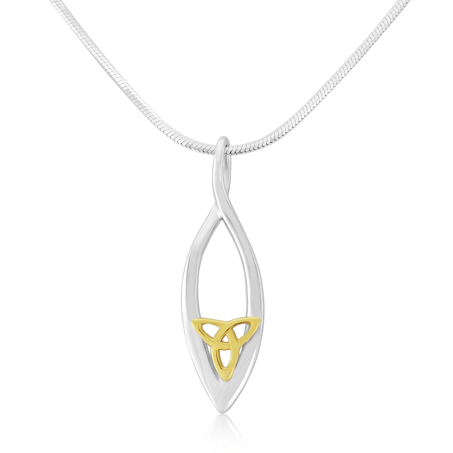 Celtic Trinity Knot Gold Plated on Silver Eye Pendant and Chain