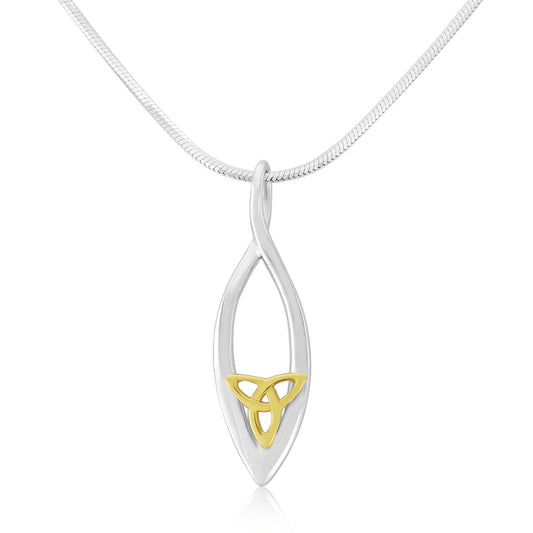 Celtic Trinity Knot Gold Plated on Silver Eye Pendant and Chain