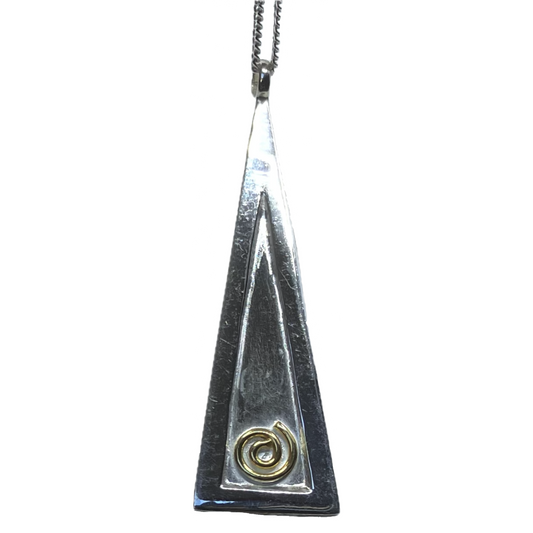 Sterling Silver and Gold Plated Spiral Pendant triangular