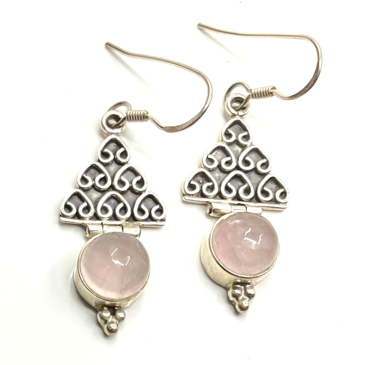 Rose Quartz and Sterling Silver Earrings