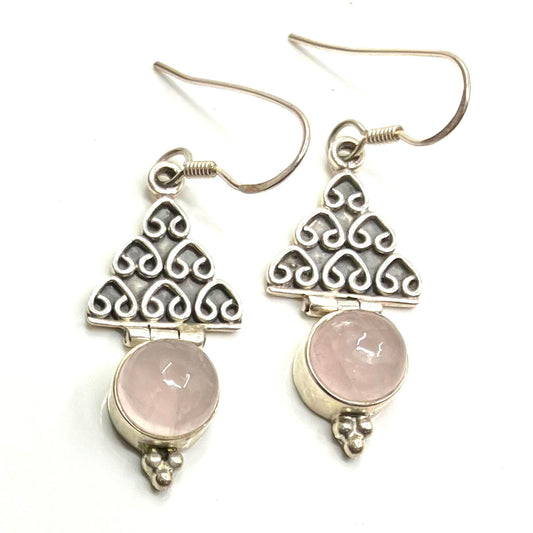 Rose Quartz and Sterling Silver Earrings