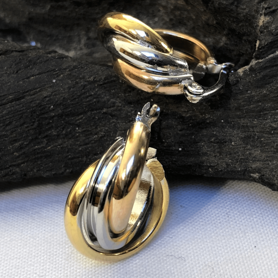 Stainless Steel Tricoloured Twist Hoops