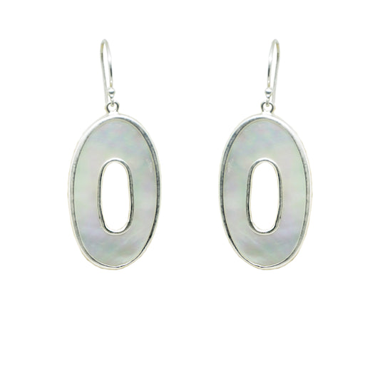 Mother of Pearl and Sterling Silver Earrings with Hook Backs