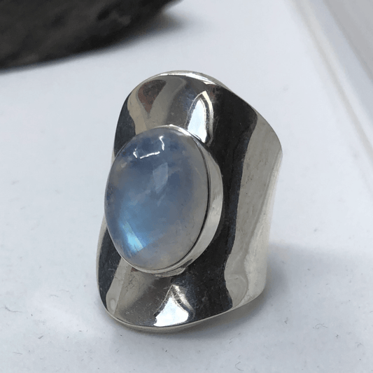 Rainbow Moonstone and Sterling Silver Ring