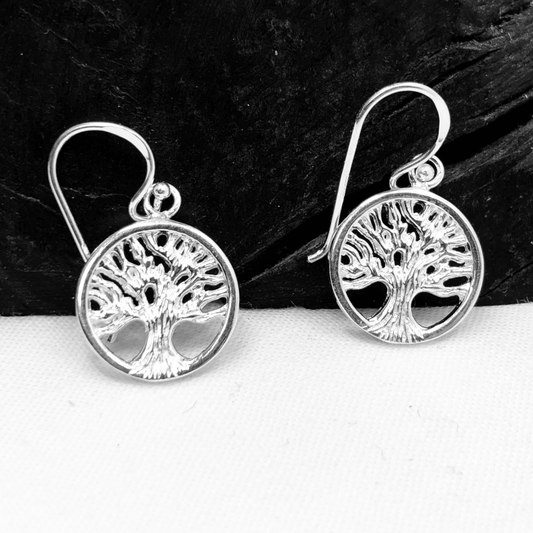 Tree of Life Small Sterling Silver Earrings