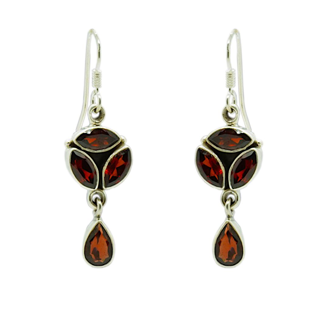 Garnet Sterling Silver Drop Earrings