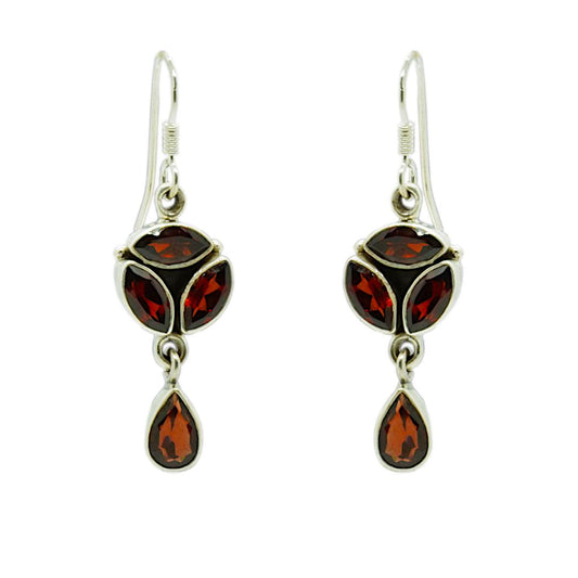 Garnet Sterling Silver Drop Earrings