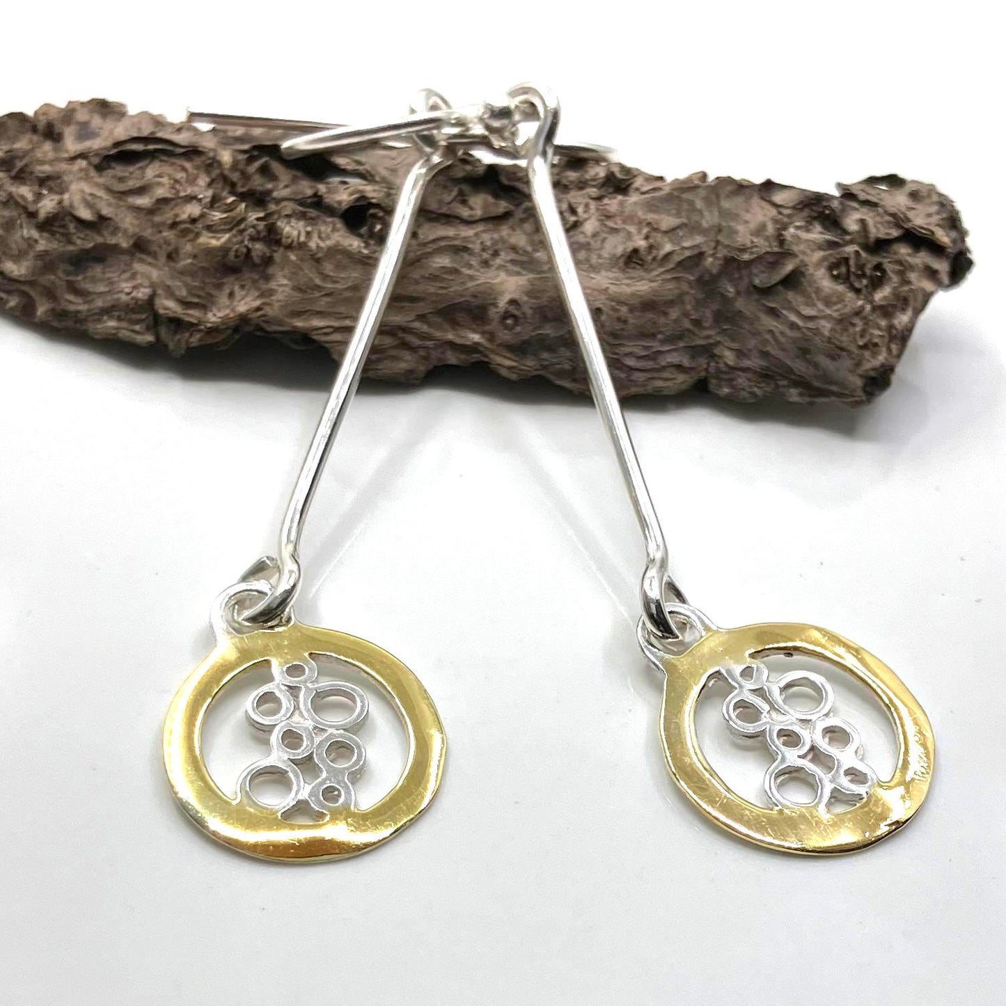 Gold Plated Sterling Silver Earrings long Circles