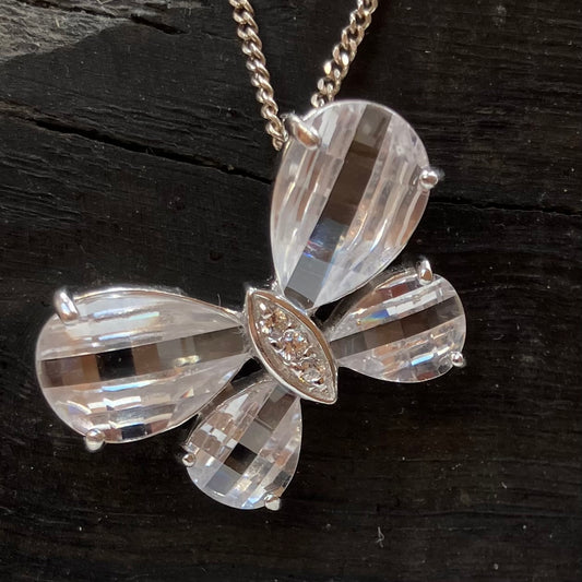 Sterling Silver Pendant CZ Butterfly