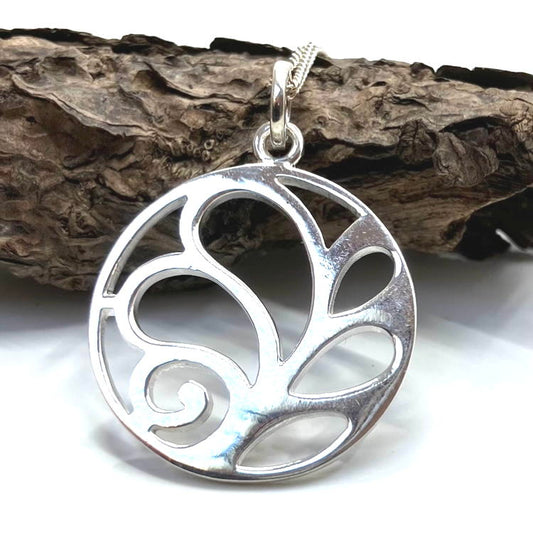 Sterling Silver Pendant Floral on Silver Chain