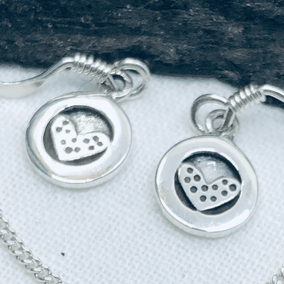 Sterling Silver Heart in Circle Earrings