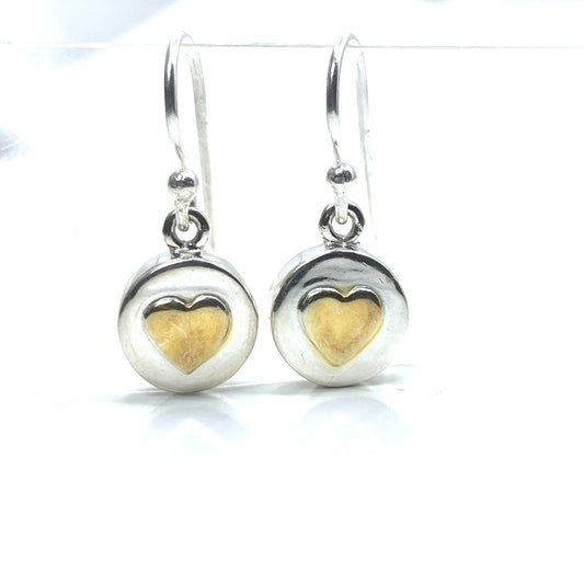Sterling Silver and Gold Plated Heart Earrings