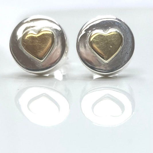 Sterling Silver and Gold Plated Heart Studs