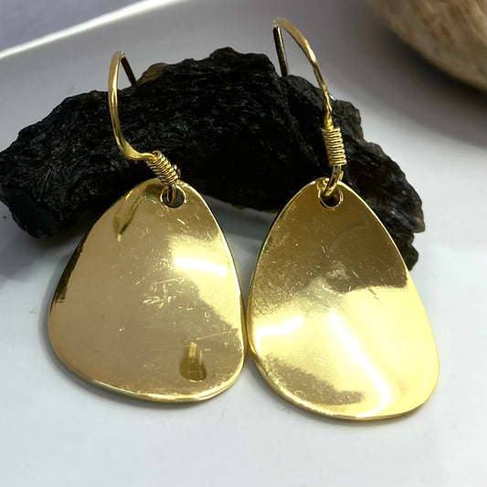 Gold Plated Sterling Silver Earrings Pear Dish