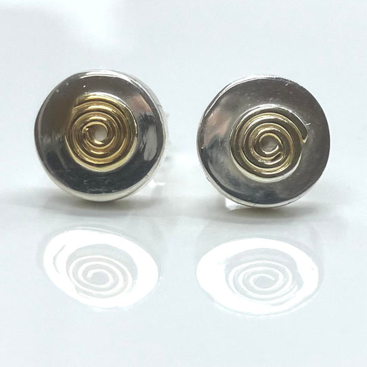 Sterling Silver and Gold Plated Spiral Studs