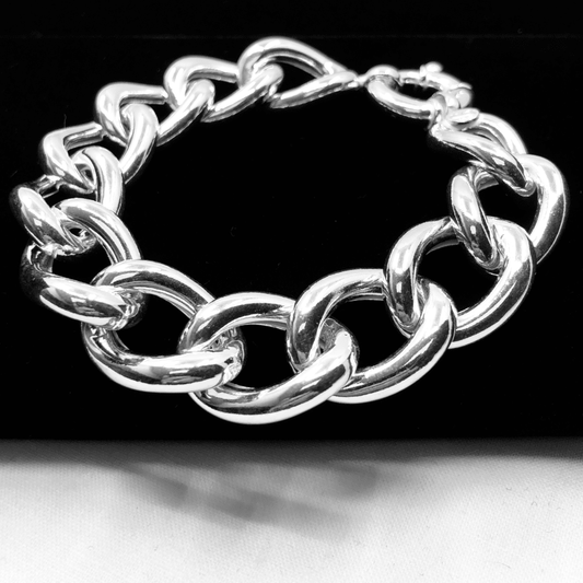 Sterling Silver Chain Link Wide Bracelet