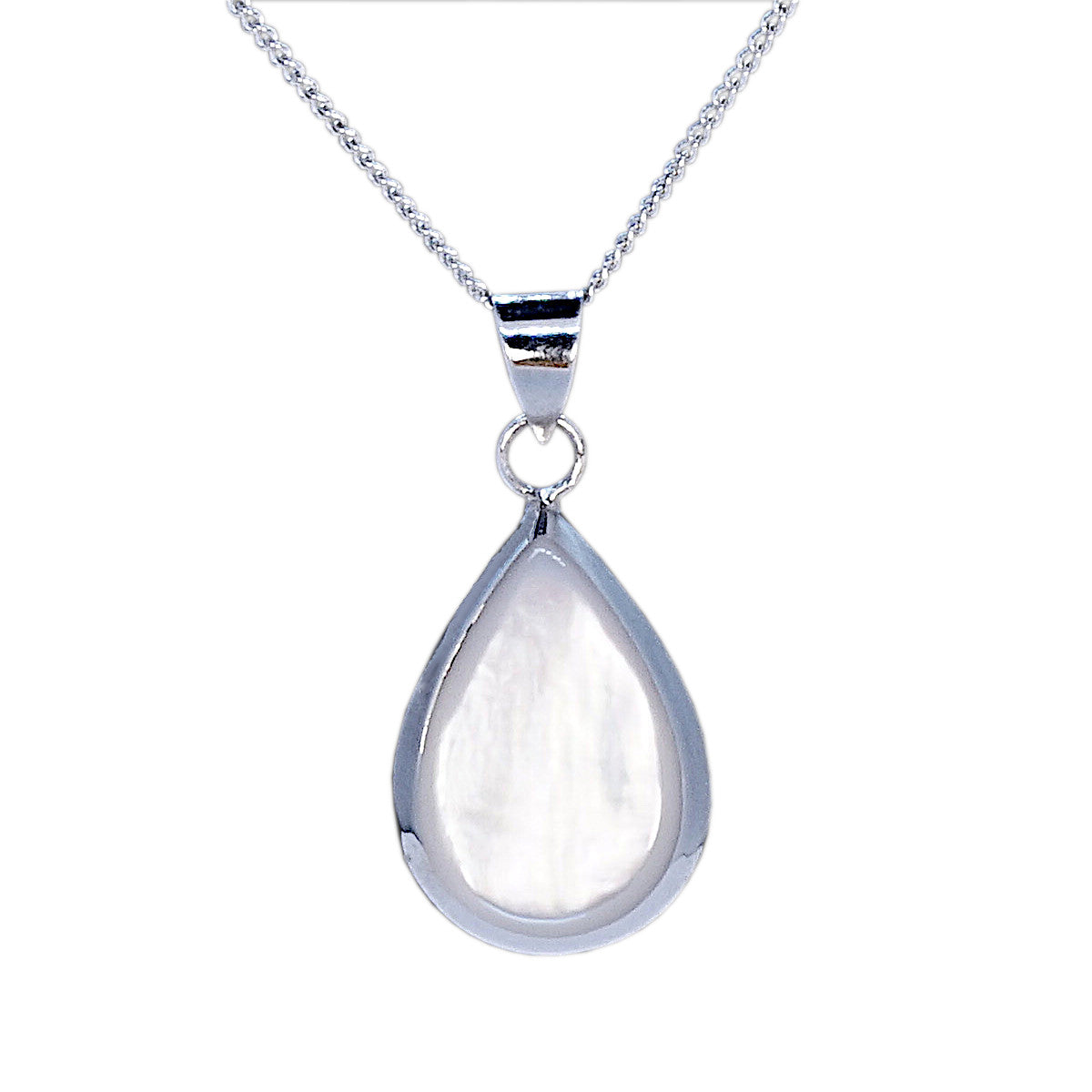 Mother of Pearl and Sterling Silver Pendant and Chain