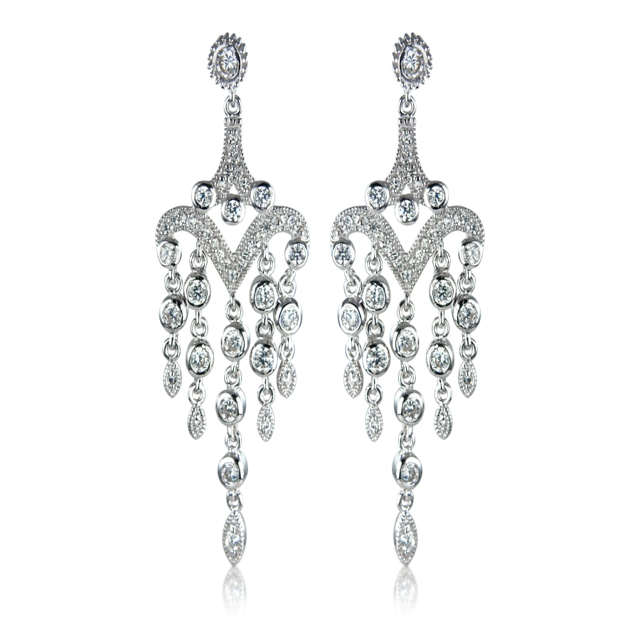 White CZ and Sterling Silver Vintage Style Earrings