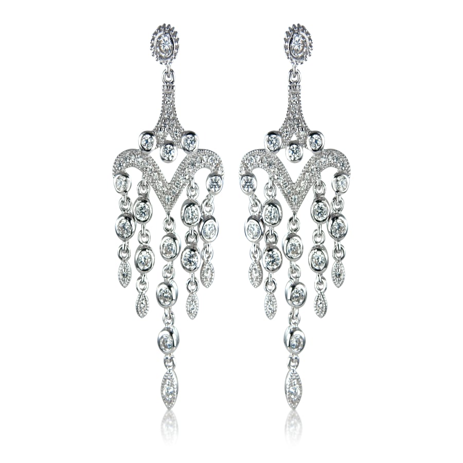 White CZ and Sterling Silver Vintage Style Earrings