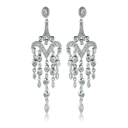 White CZ and Sterling Silver Vintage Style Earrings