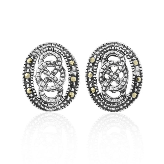 Celtic Knot Sterling Silver with Marcasite Studs