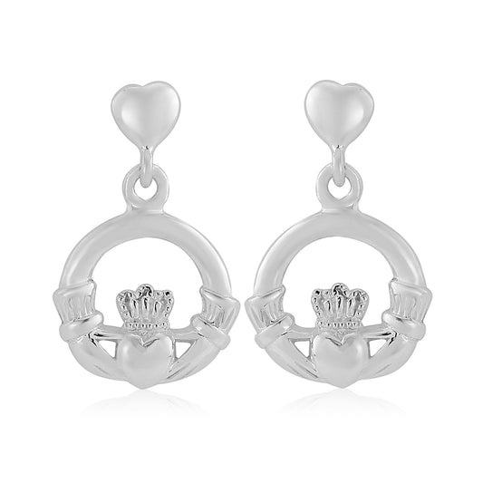 Claddagh Sterling Silver Heart Post Earrings