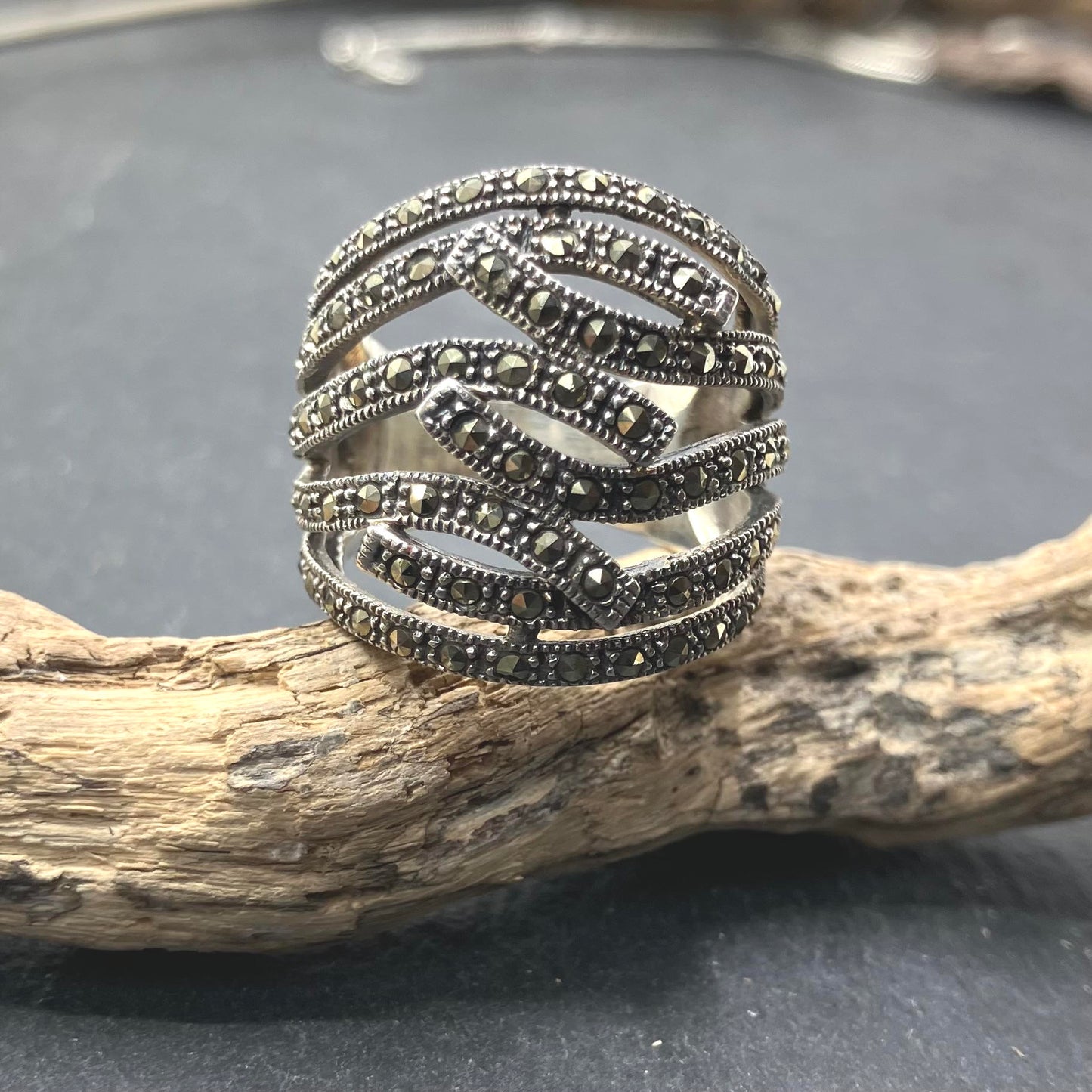 Marcasite and Sterling Silver Ring 8 band