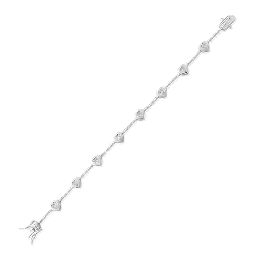 White CZ and Sterling Silver Heart Bracelet