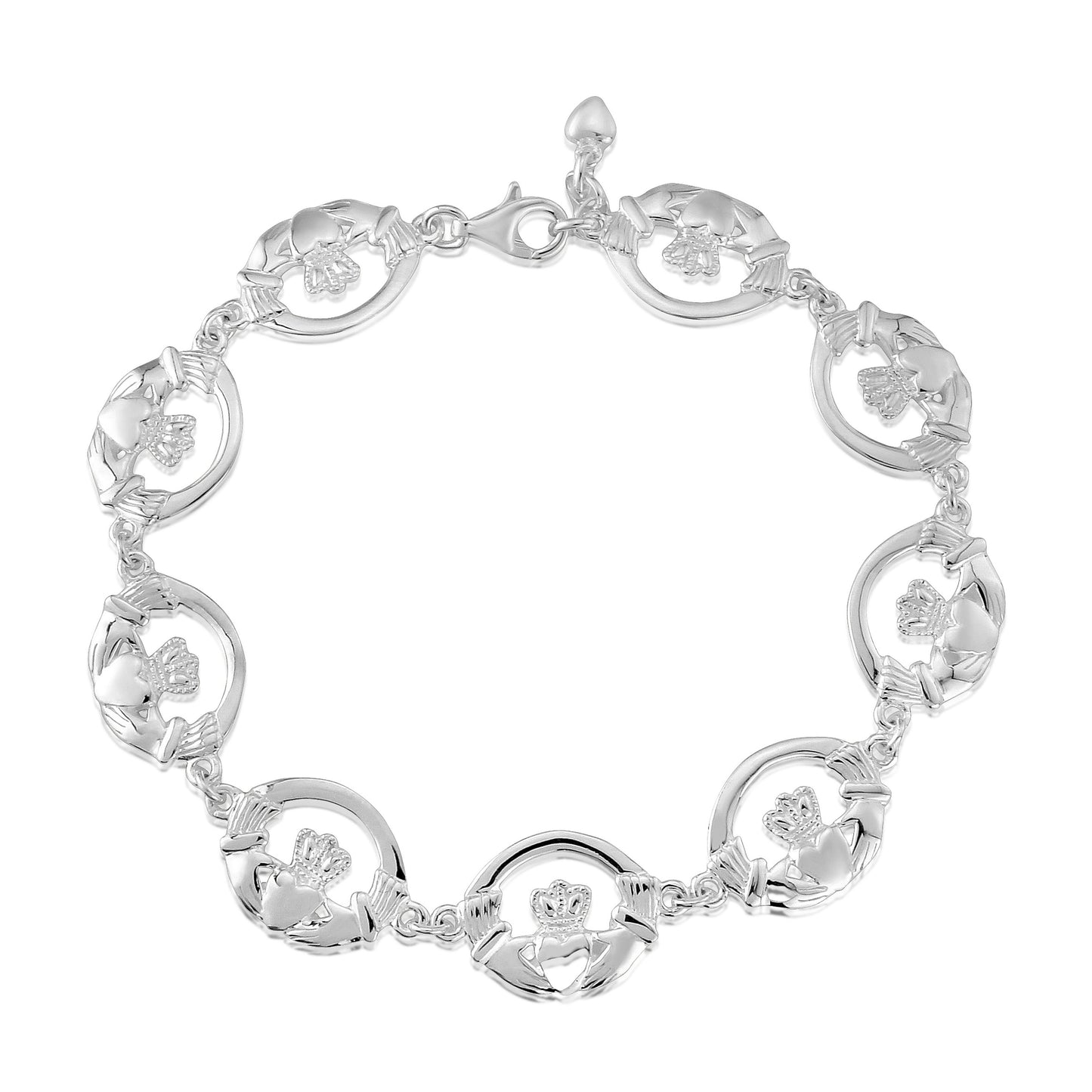 Claddagh Sterling Silver Link Bracelet