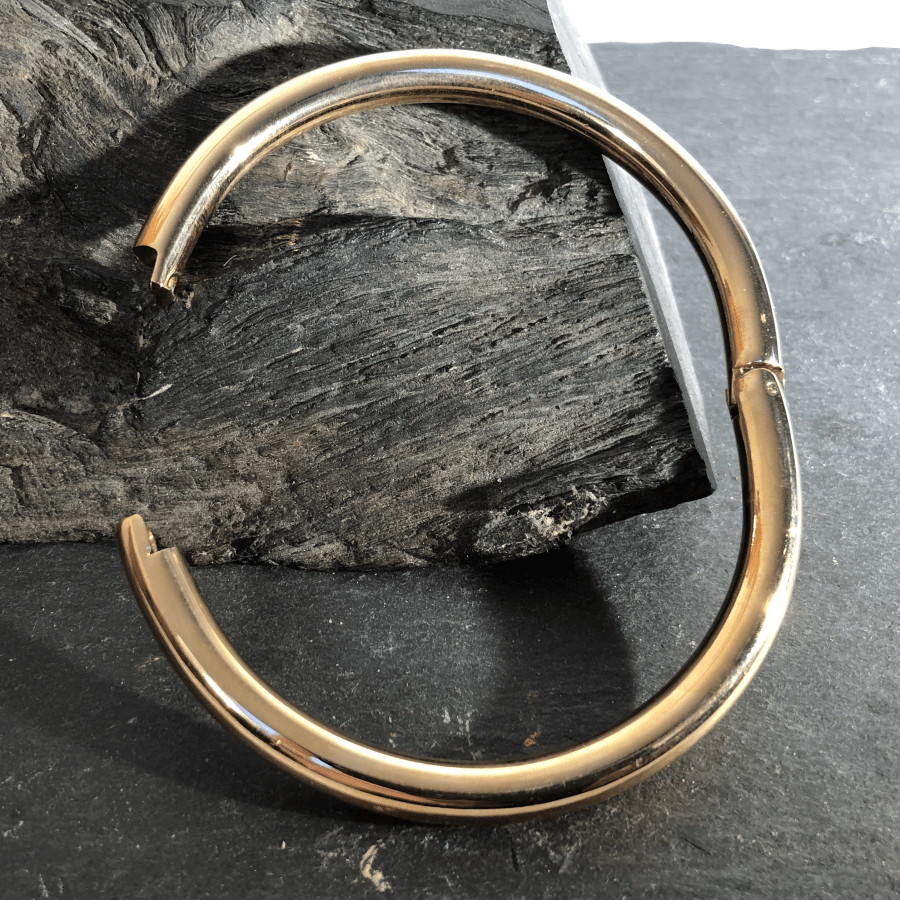 Stainless Steel Bangle Rose Gold Coloured Round Hinged 1cm Wide