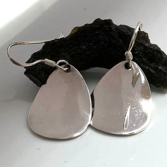 Sterling Silver Earrings Pear Dish