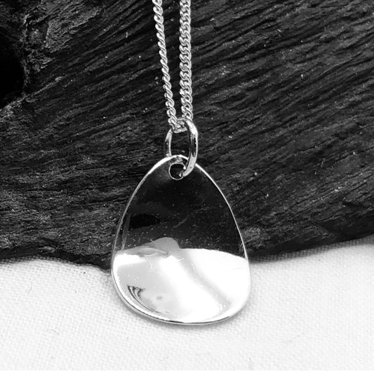 Sterling Silver Pendant Pear Dish on Silver Chain