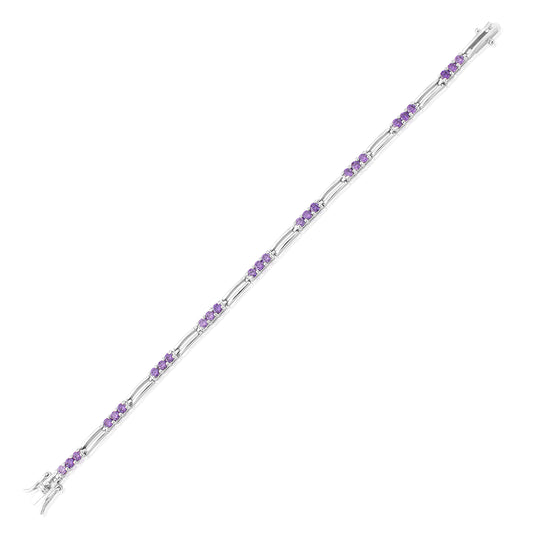 Amethyst Cubic Zirconia Sterling Silver Bracelet