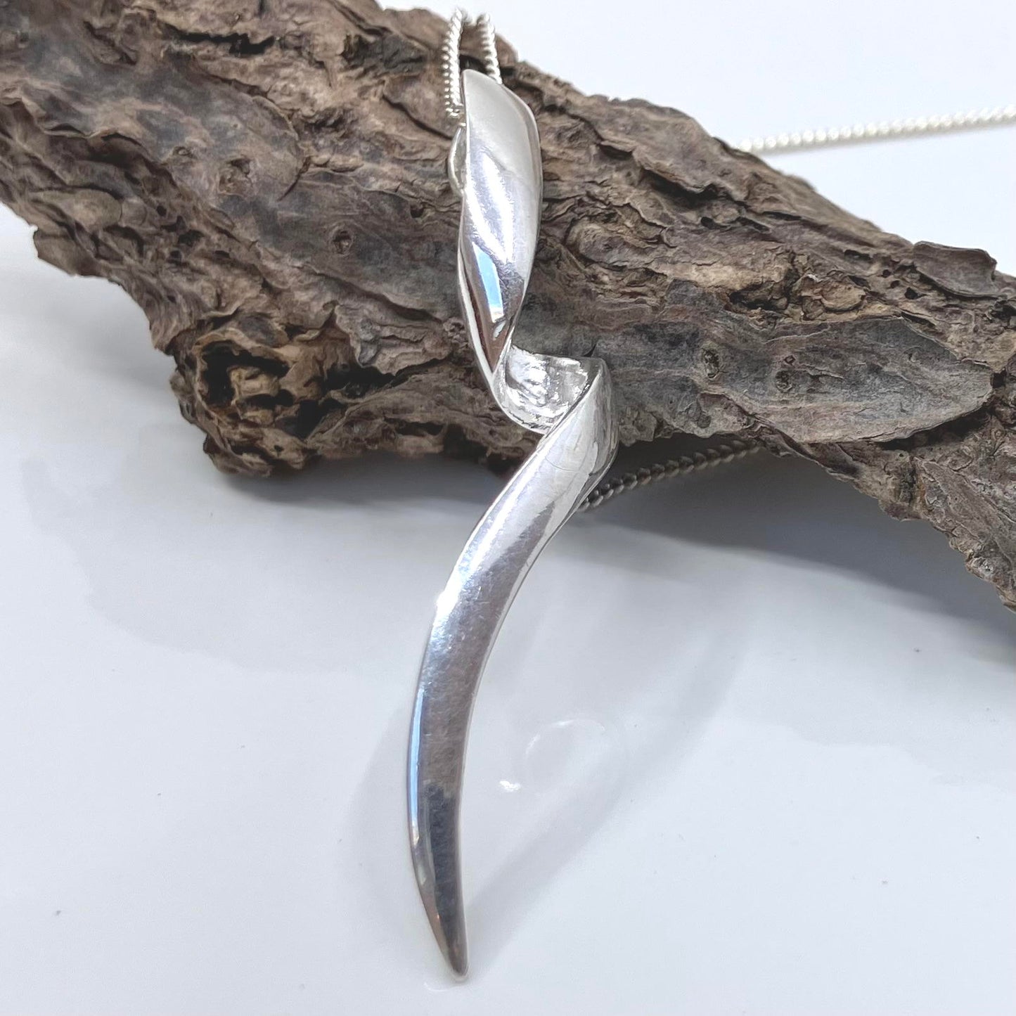 Sterling Silver Pendant long twist