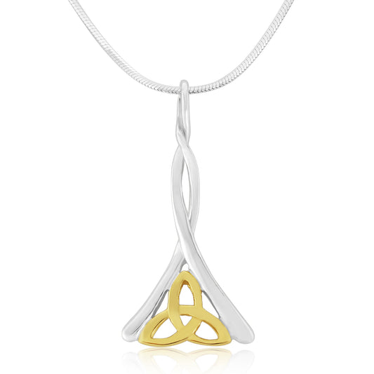 Celtic Trinity Knot Gold Plated Silver Pendant and Chain