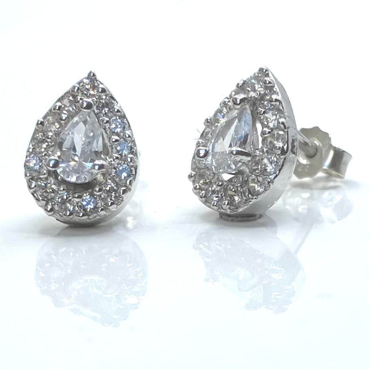 Sterling Silver Studs CZ Pears