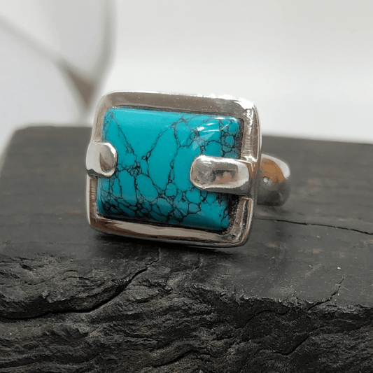 Turquoise Sterling Silver Rectangular Ring