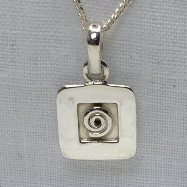Sterling Silver and Spiral Pendant Square and Silver Chain