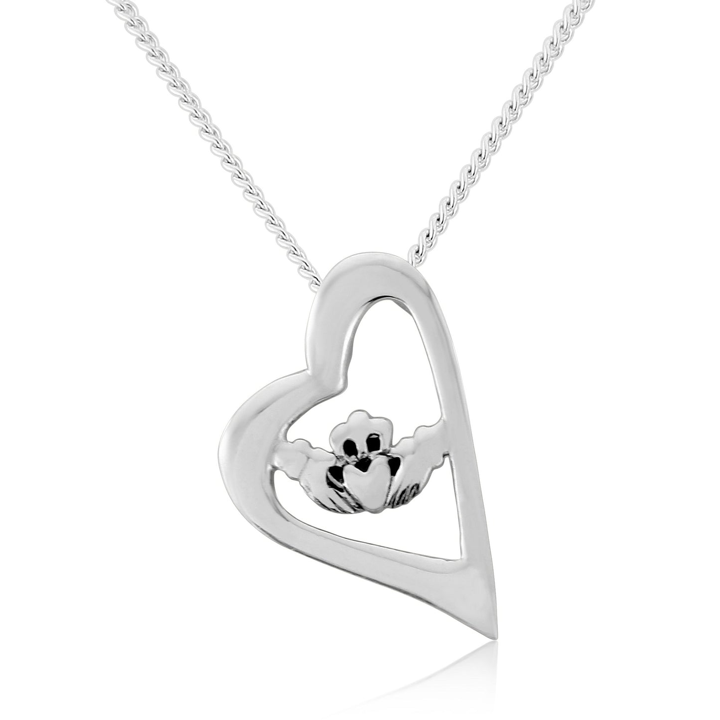 Claddagh Sterling Silver Heart Pendant and Chain