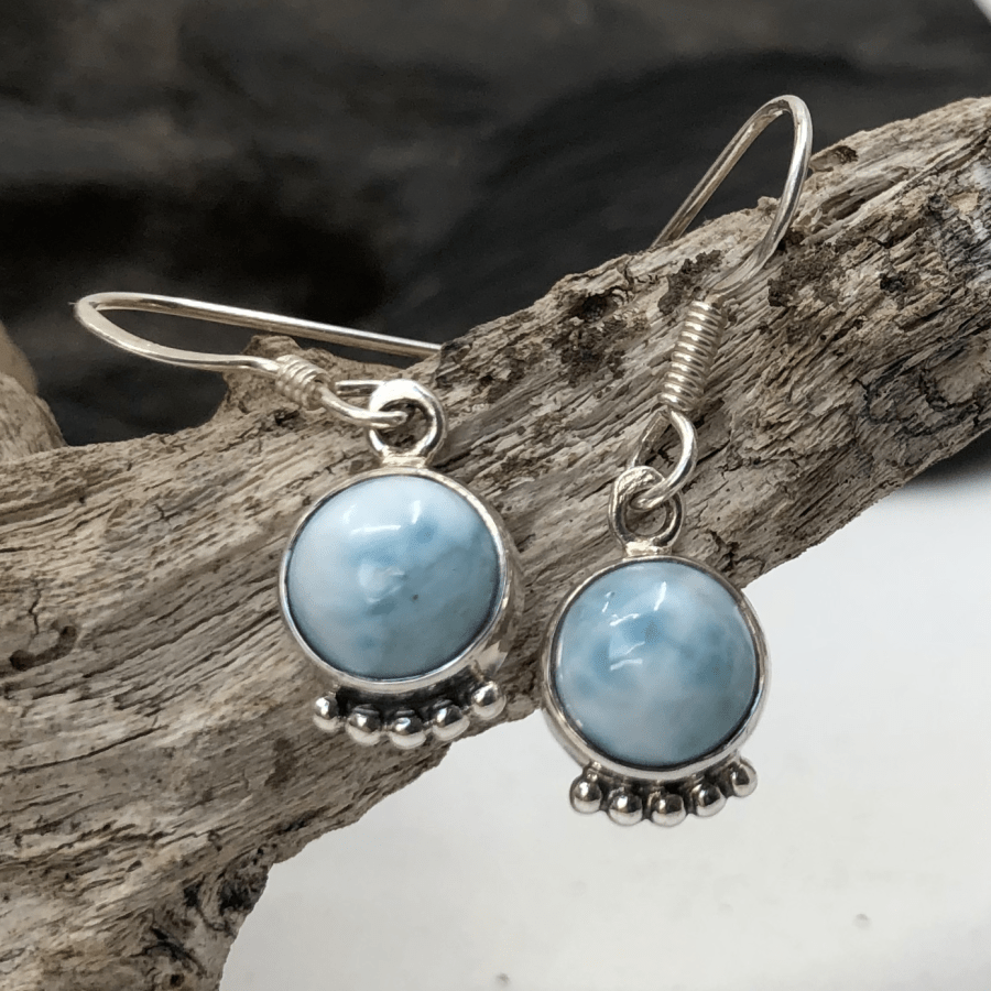 Larimar and Sterling Silver 5 Ball Round Earrings