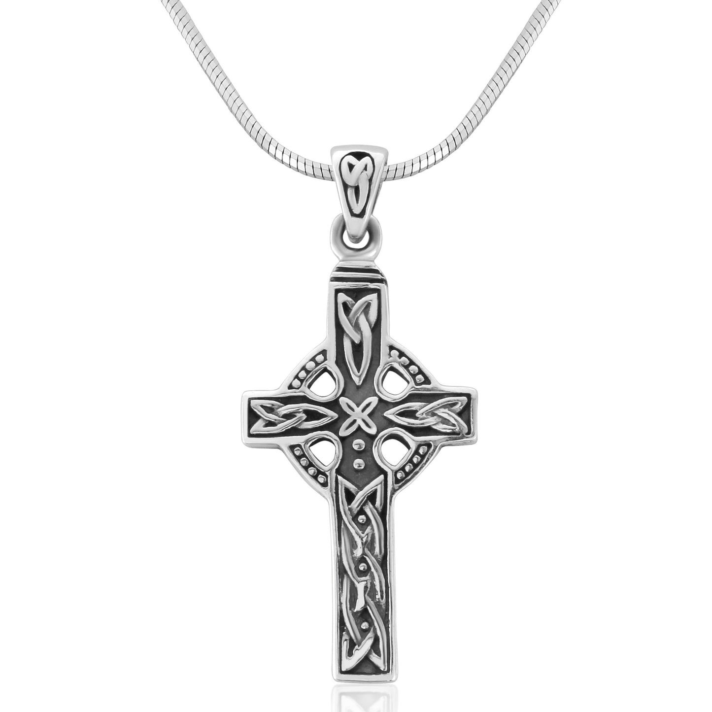 Celtic Iona Cross Sterling Silver Pendant and Silver Chain