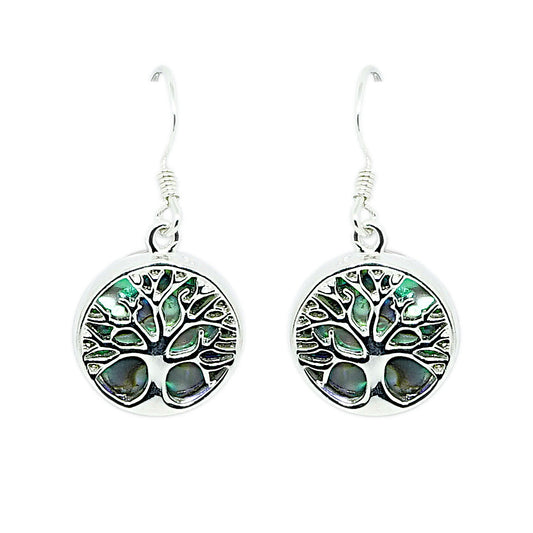 Abalone Shell Tree of Life Sterling Silver Drops
