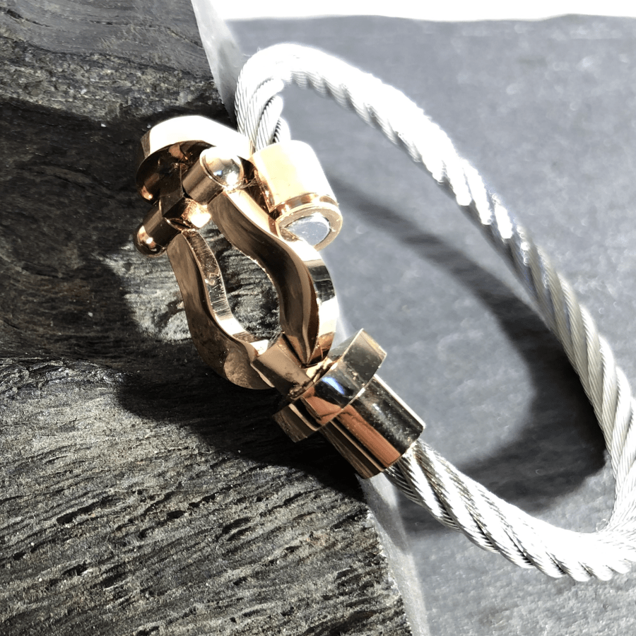 Stainless Steel Bracelet Rose Gold and Silver Coloured Rope Style