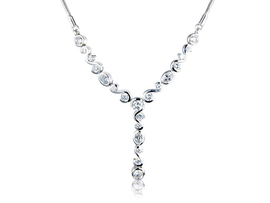 White Cubic Zirconia and Sterling Silver Necklace